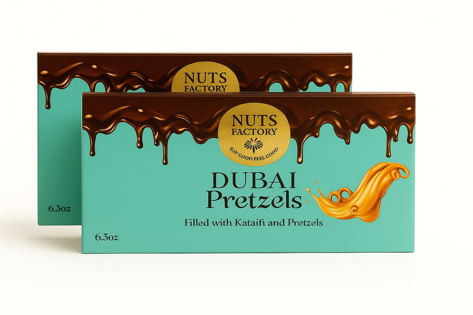 Nuts Factory Dubai Chocolate Pretzel Bars. Ranked #1 Dubai Chocolate Bar in the World (2 Premium Packs)