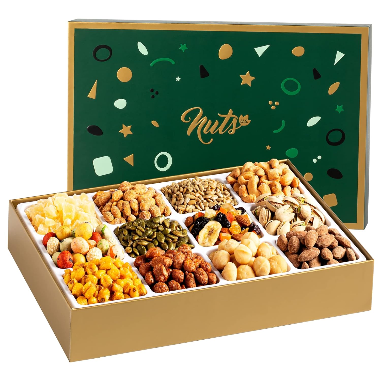 NUTS U.S. Gourmet Nuts and Dried Fruits Gift Box 12 Variety Healthy