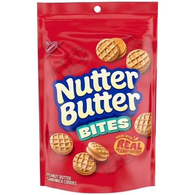 NUTTER BUTTER Bites Peanut Butter Sandwich Cookies, Snak-Saks, 8 oz (2 Pack)