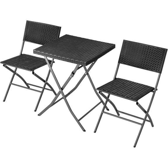 NUU GARDEN 3 Pieces Folding Patio Bistro Set Bistro Table and Chairs Set for Outside, All Weather Small Patio Set for Balcony Porch Backyard, Black