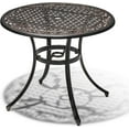 thumbnail image 1 of NUU GARDEN 36 Inch Patio Dining Table with Umbrella Hole, Outdoor Cast Aluminum Bistro Table, Black with Antique Bronze at The Edge, 1 of 9