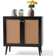 thumbnail image 1 of NUU GARDEN Buffet Cabinet with Storage, Storage Cabinet with Rattan Decor Doors, Buffet Rattan Cabinet, Storage Sideboard Cabinet, Credenza Sideboard for Kitchen, Hallway, Living Room, Black, 1 of 9