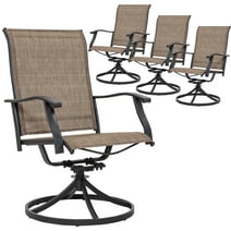 NUU GARDEN Outdoor Patio Dining Chairs Set of 4, All-Weather Textilene Patio Swivel Chairs, Brown