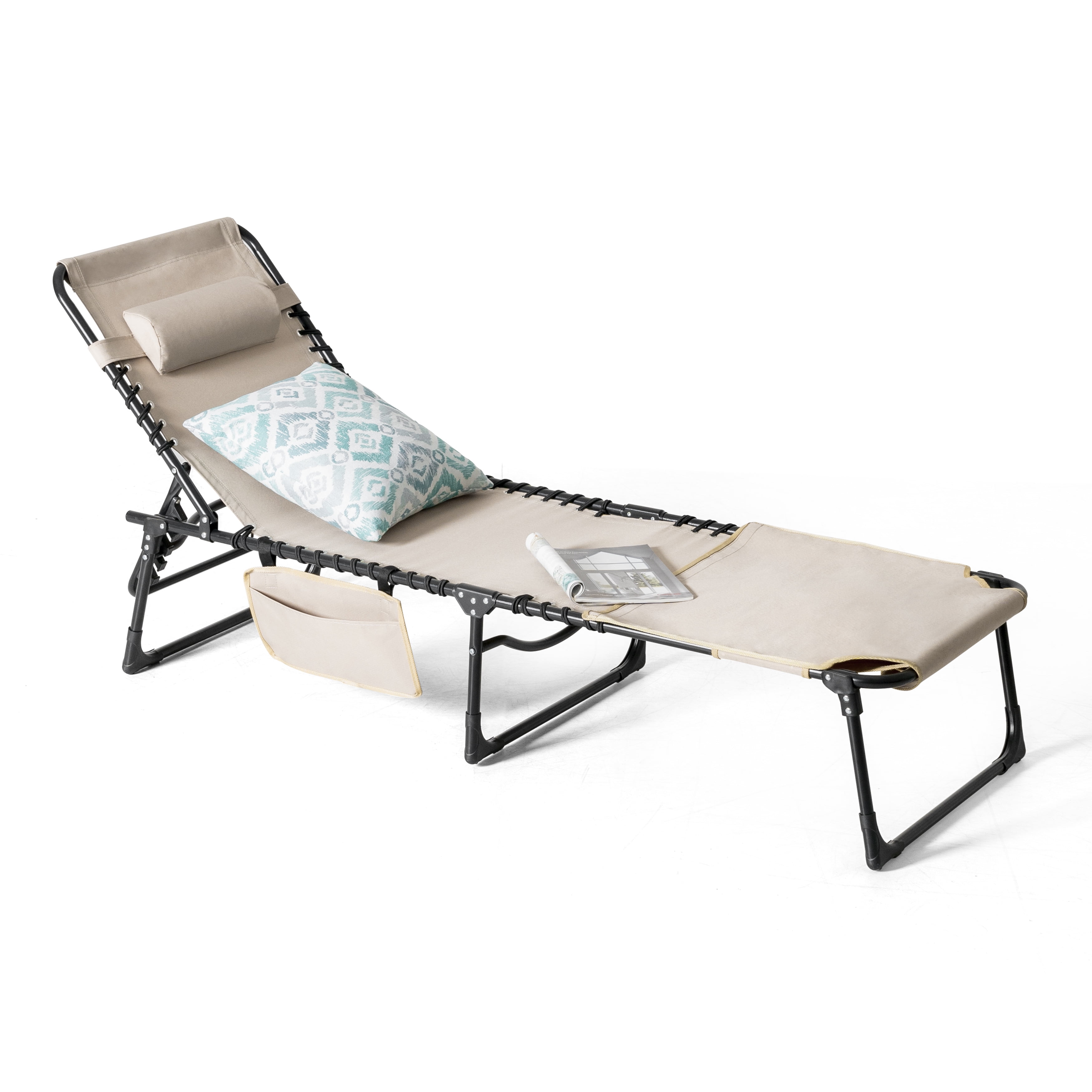 NUU GARDEN Stackable Outdoor Patio Lounge Chair, Sling Deck, Assembled ...