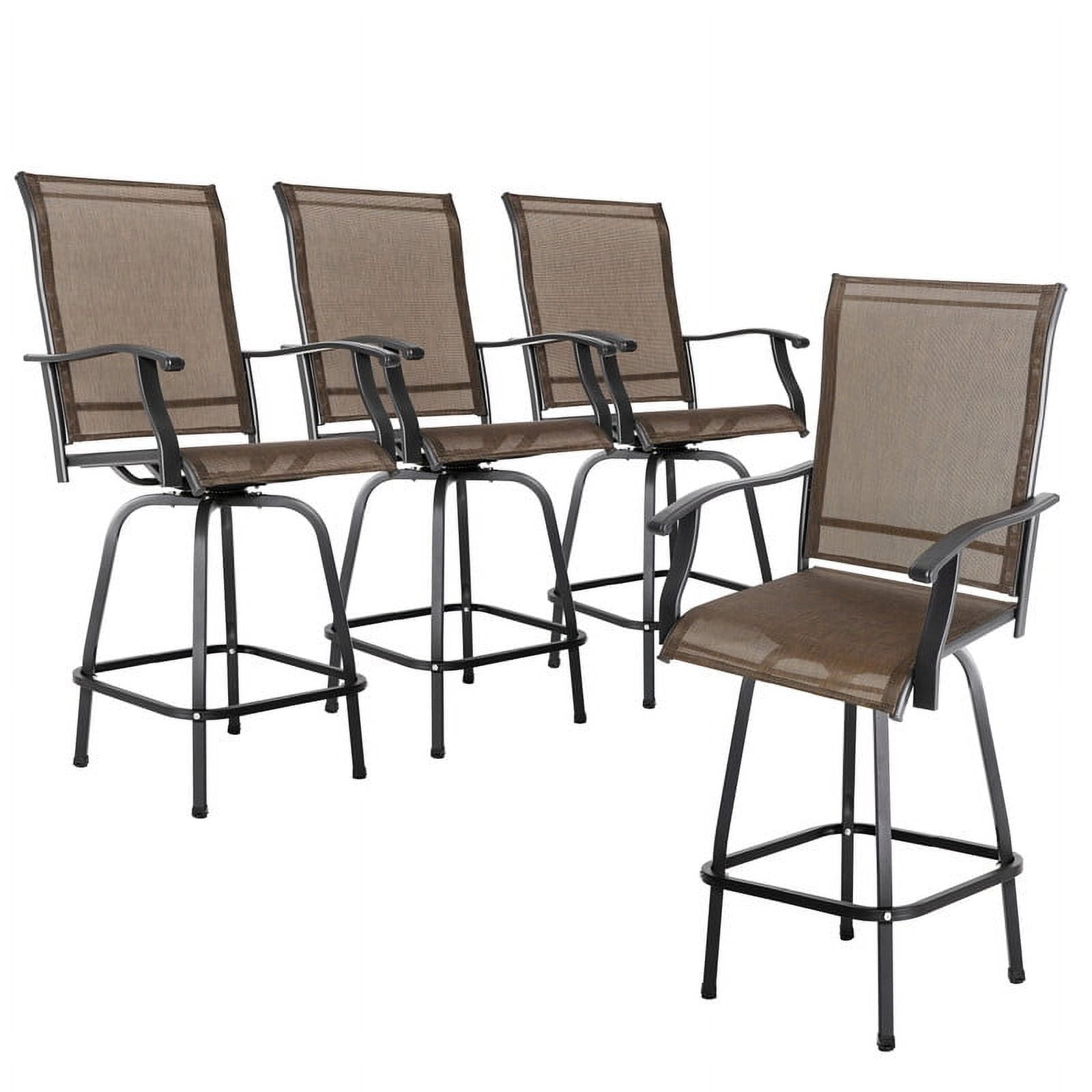 NUU GARDEN Outdoor Patio Swivel Bar Stool Set of 4, Iron Bar Height Bistro Chairs with Armrests