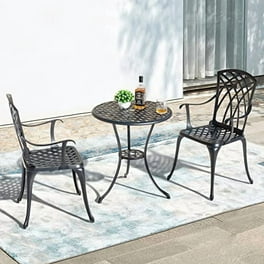 5 Piece Patio Cast Aluminum Dining Table Chair Set Bistro Set With Umbrella Hole