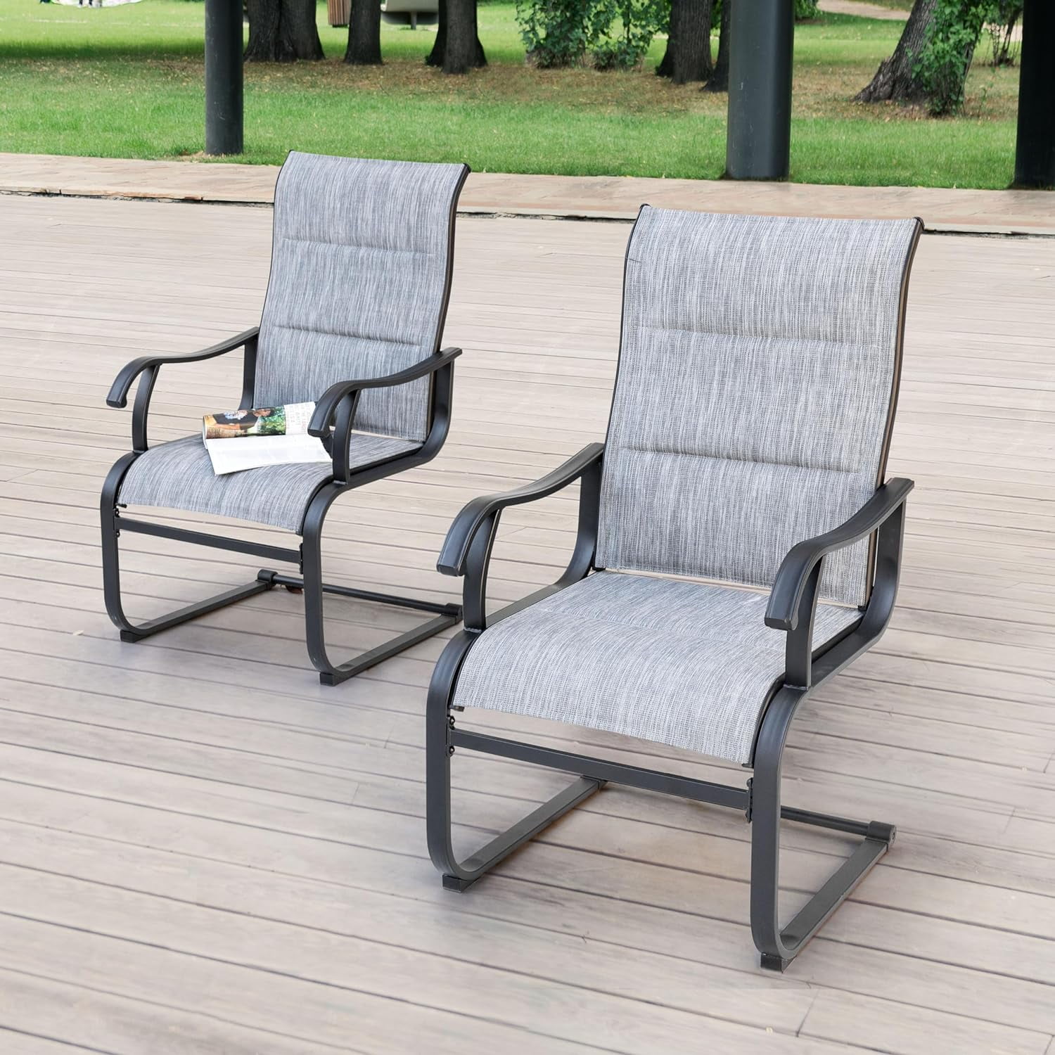 NUU GARDEN Patio Dining Chairs Set of 2, All Weather Outdoor Padded Textilene Patio Chairs ...