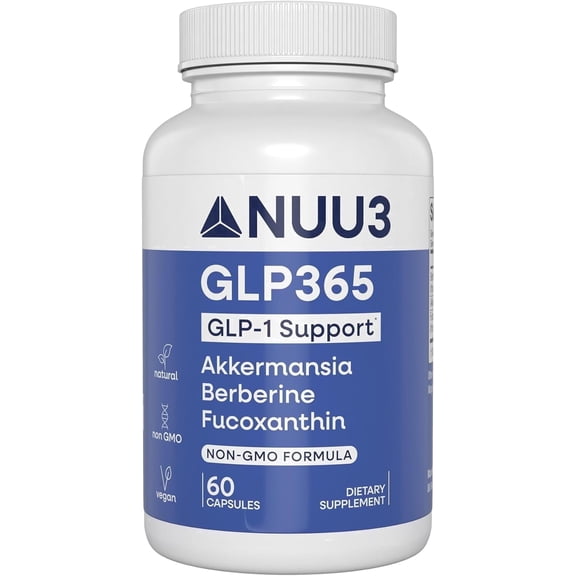 NUU3 GLP365 Metabolic Support Supplement with Probiotics & Prebiotics, Daily Satiety & Gut Health Support, 60 Capsules