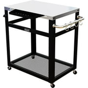 NUUK 30IN Double-Shelf Rolling Outdoor Dining Cart Table, Commercial Multifunctional Kitchen Food Prep Worktable