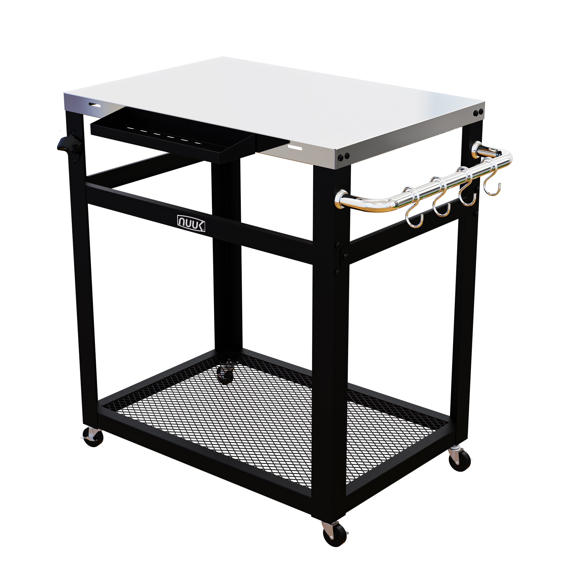 NUUK 30IN Stainless Steel Outdoor Portable BBQ Grill Table and Cart, Food Prep Station and Pizza Oven Table