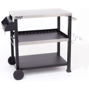 NUUK 32IN Three Shelves Indoor Outdoor Serving Cart Prep Station, Movable BBQ Grill Cart Table, Wheeled