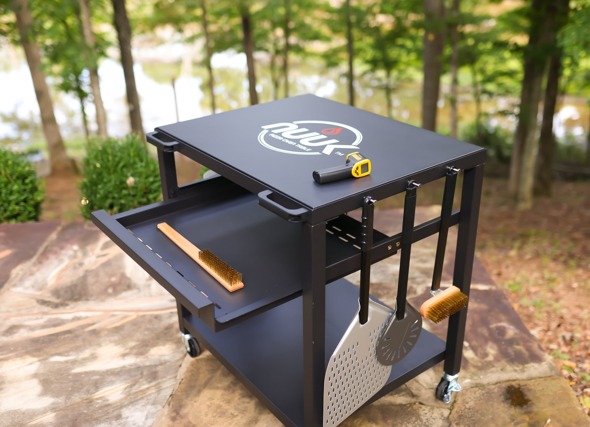 NUUK Heavy Duty Steel Outdoor Pizza Oven Grilling Prep Table with