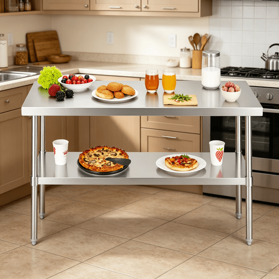 NUUK Stainless Steel Work Table with Adjustable Feet, 24'' x 36'' Commercial Food Prep Table for Restaurant Home