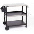 thumbnail image 1 of NUUK 32IN Three Shelves Indoor Outdoor Serving Cart Prep Station, Movable BBQ Grill Cart Table, Wheeled, 1 of 10