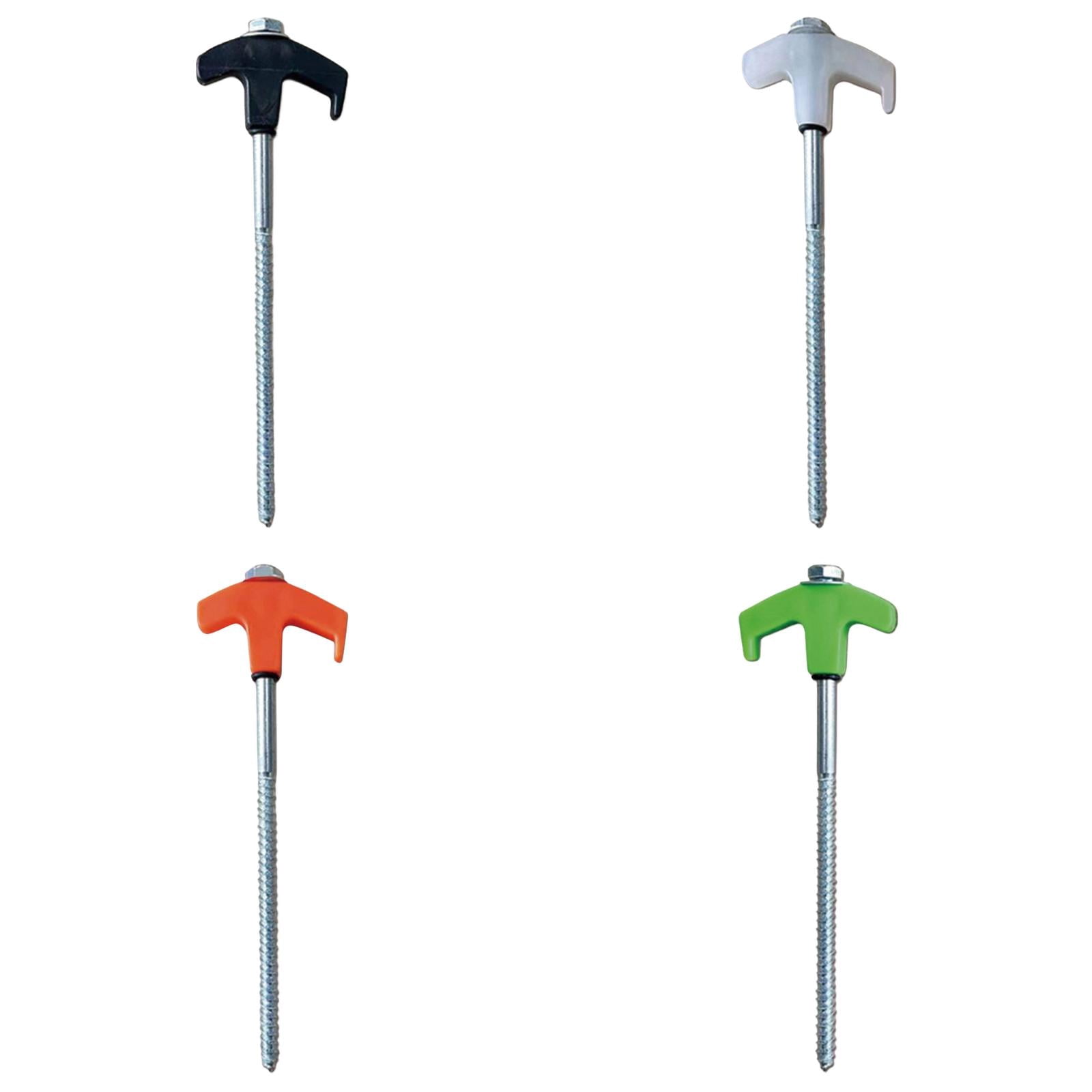 NUUUGTGB 4Pcs Screw In Tent Stakes, Heavy Duty Threaded Ground Anchors, 4 Colors Metal Camping Stakes for Tents, Canopies, Tarps, Outdoor Camping & Garden Fixing