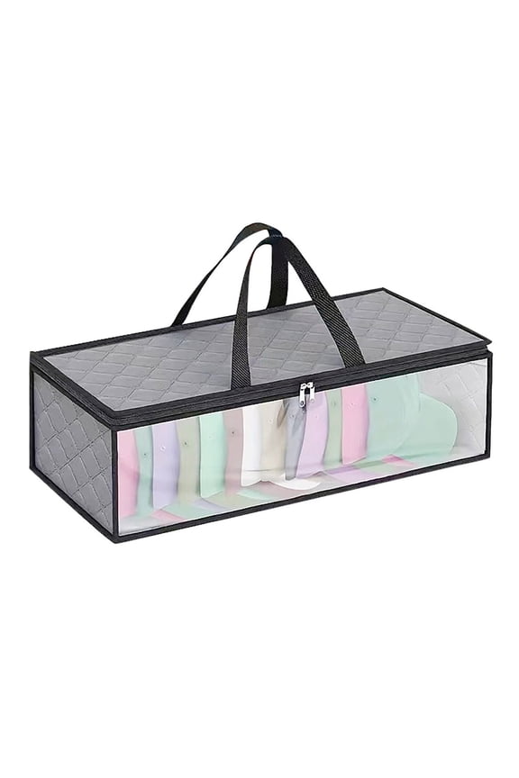 Under Bed Baseball Cap Storage Bag, Large Capacity Hat Organizer Holder With Dual Carry Handles, Dustproof Closet Hat Container Stores Up To 20 Caps Home Wardrobe Sorting Supplies