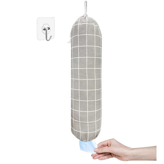 NUUUGTGB Wall Hanging Washable Plastic Grocery Bag Storage Organizer, Drawstring Kitchen Garbage Bag Dispenser Portable Home Travel Shopping Bag Tidy Storage Holder Supplies