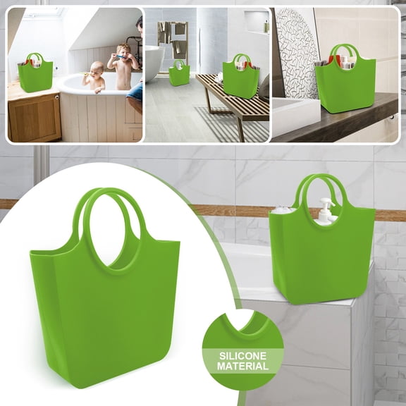 NUUUGTGB Waterproof Soft Silicone Tote Storage Bag, Multi-Purpose Bathroom Shower Organizer Beach Outdoor Portable Carry Bag Household Cosmetic Toiletries Storage Handbag Supplies
