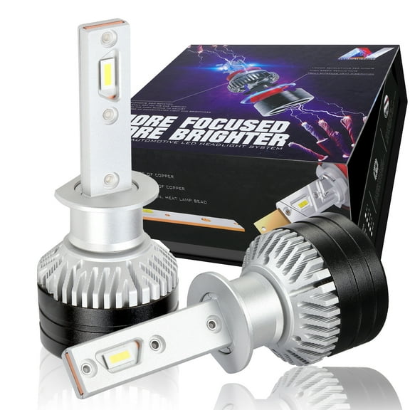 NUVISION LIGHTING NVL-FOC-H1 NUVISION LIGHTING Pair H1 LED Headlight Bulbs 12000LM 70W Bright LED High/Low Beam Conversion Kit w/ Cooling Fan