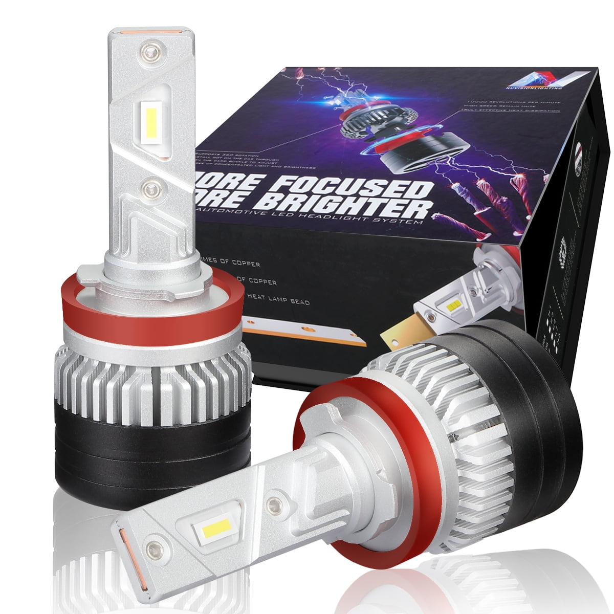 NUVISION LIGHTING NVL-FOC-H8 NUVISION LIGHTING Pair H7 LED Headlight ...