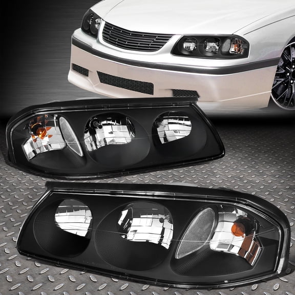 NUVISION for 00-05 Chevy Impala Black Housing Clear Corner Headlight Replacement Lamps