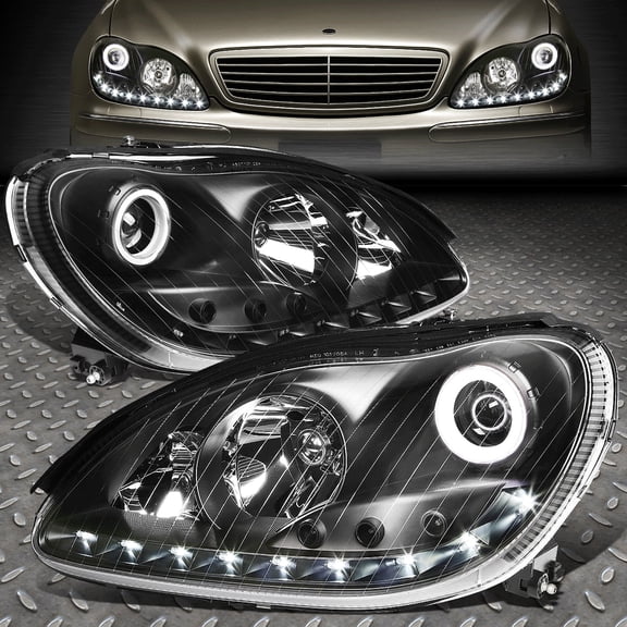 Nuvision for 00-06 Mercedes S-Class W220 Black Housing LED DRL Projector Headlight