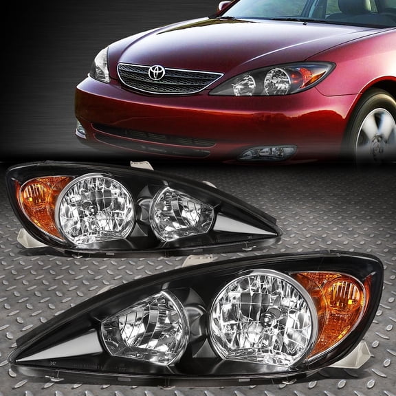 NUVISION for 02-04 Toyota Camry Black Housing Amber Corner Headlight Replacement Lamps