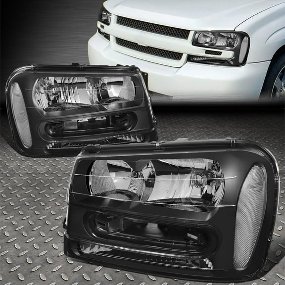 NUVISION for 02-09 Chevy Trailblazer EXT Black Housing Clear Corner Headlight Head Lamps