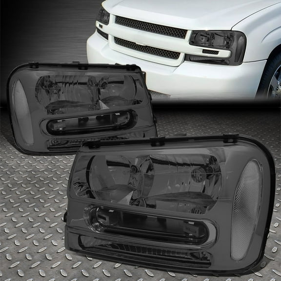 NUVISION for 02-09 Chevy Trailblazer EXT Smoked Lens Clear Corner Headlight Head Lamps