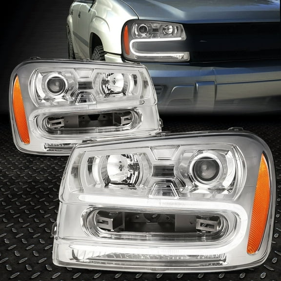 Nuvision for 02-09 Chevy Trailblazer LED DRL Projector Headlight Chrome/Amber