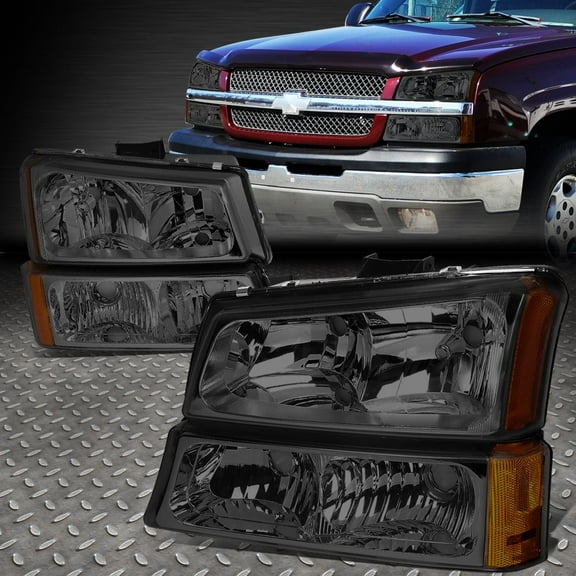 NUVISION for 03-06 Chevy Silverado 1500-3500 Avalanche Headlight Bumper Lamp Smoked/Amber