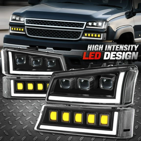 Nuvision for 03-06 Silverado Avalanche Start-Up Sequentail DRL LED Projector Headlights