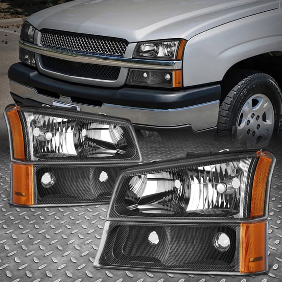 NUVISION for 03-07 Chevy Silverado 1500 2500 3500 HD Carbon Fiber Style Headlight Lamps