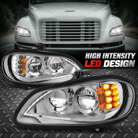 Nuvision for 03-18 Freightliner M2 106 112 Full High Power LED Headlight Headlamp Chrome