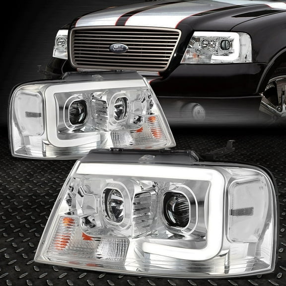 Nuvision for 04-08 Ford F-150/Mark LT 3D LED DRL Projector Headlight Lamps Chrome/Clear