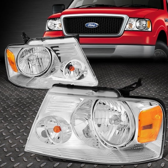 NUVISION for 04-08 Ford F150 06-08 Lincoln Mark LT Chrome Housing Halogen Headlights Pair