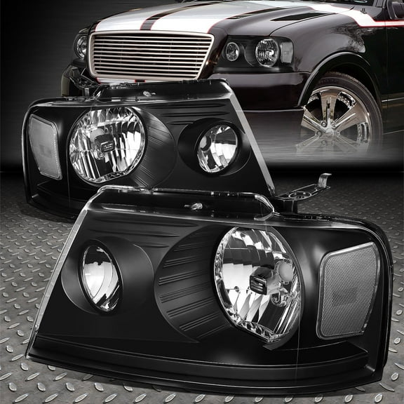 NUVISION for 04-08 Ford F150 Lincoln Mark LT OE Style Headlights Head Lamps Black/Clear