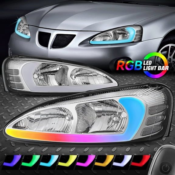 Nuvision for 04-08 Grand Prix Sequential Animated Start-Up RGB LED DRL Headlight Chrome