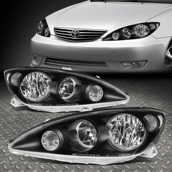 NUVISION for 05-06 Toyota Camry Factory Style Black Housing Clear Corner Headlight Lamps