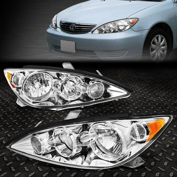 NUVISION for 05-06 Toyota Camry Factory Style Chrome Housing Amber Corner Headlight Lamps