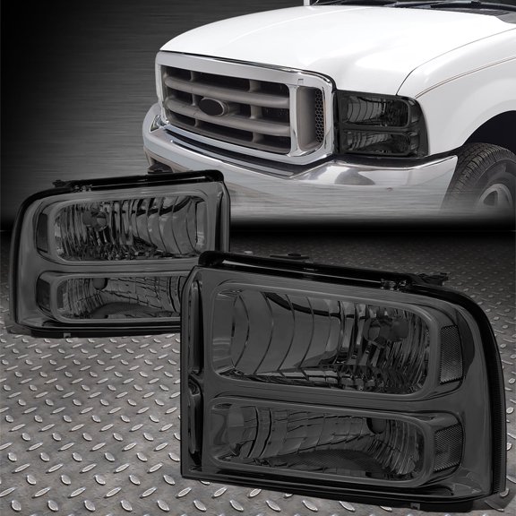 NUVISION for 05-07 Ford F250 F350 Super Duty Smoked Lens Clear Corner Headlight Lamps