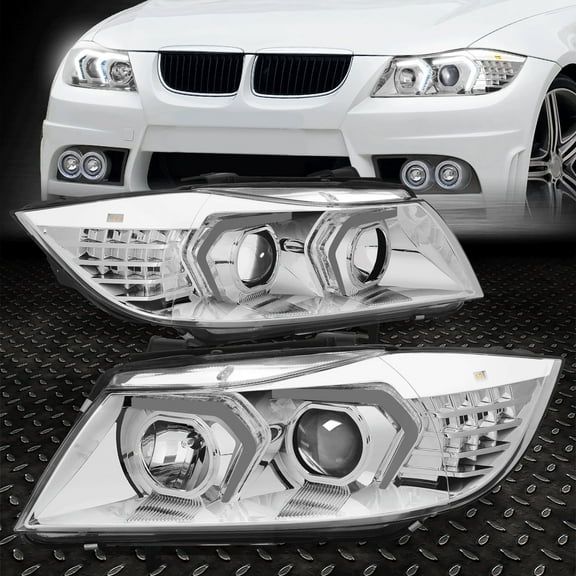 Nuvision for 05-08 BMW E90 Sedan Chrome LED DRL Switchback Signal Projector Headlights