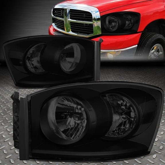 NUVISION for 06-09 Dodge Ram 1500 2500 3500 Smoked Lens Clear Corner Headlights