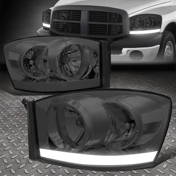 Nuvision for 06-09 Dodge Ram Pickup LED DRL Headlights Smoked Lens Clear Corner