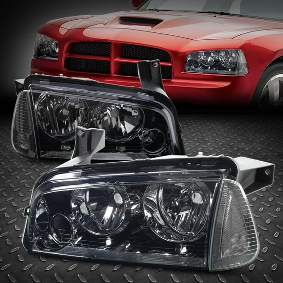 NUVISION for 06-10 Dodge Charger Smoked Lens Clear Corner Headlight Replacement Lamps