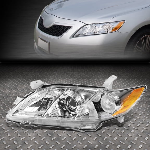 NUVISION for 07-09 Toyota Camry OE Style Driver Left Side Projector Headlight Chrome/Amber
