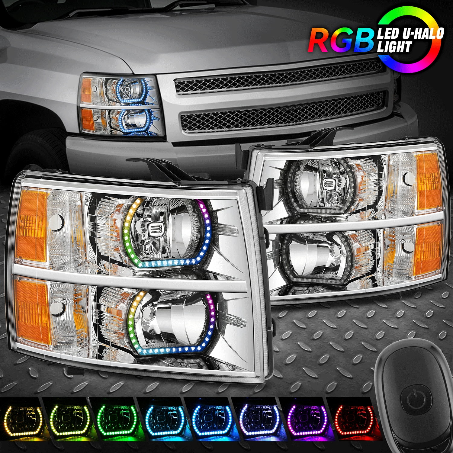 Nuvision for 07-13 Chevy Silverado Chrome Amber RGB Sequential Start-Up ...