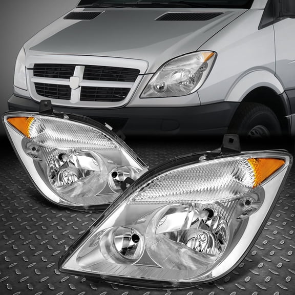 NUVISION for 07-13 Dodge Mercedes Freightliner Sprinter 2500 3500 Headlights Chrome/Amber