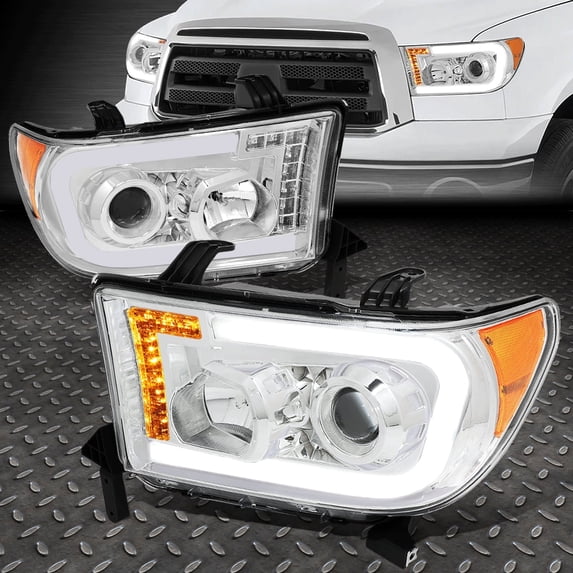 Nuvision for 07-13 Toyota Tundra Pair Front LED DRL Turn Signal Projector Headlights Lamp