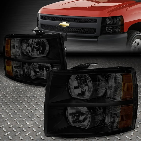 NUVISION for 07-14 Chevy Silverado 1500 2500HD 3500 Headlight Assembly Black/Smoked/Amber